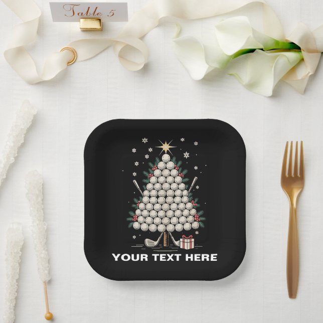 Assiettes En Carton Personalized Golf Christmas Tree Equipment Family (Mariage)
