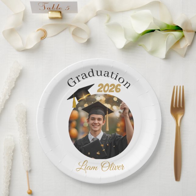 Assiettes En Carton Personalized Graduation Paper Plates Class of 2026 (Mariage)