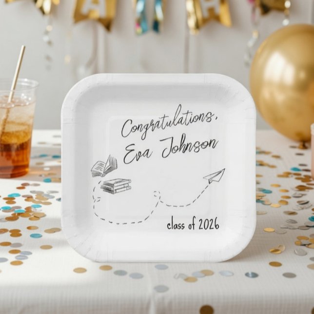 Assiettes En Carton Personalized Graduation Square Paper Plates (Créateur téléchargé)