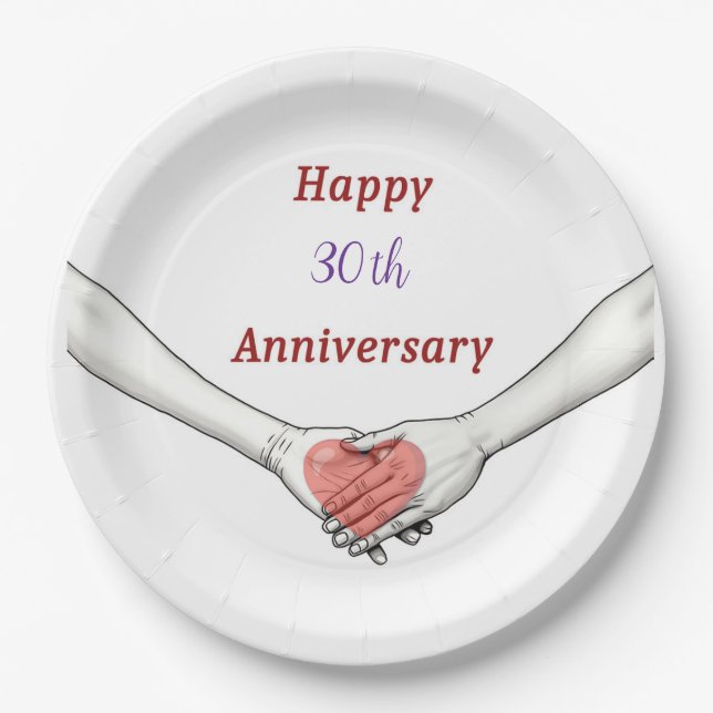 Assiettes En Carton Personalized Happy 30th Anniversary (Devant)