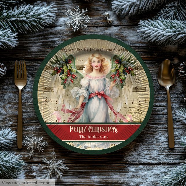 Assiettes En Carton Personalized Holiday Paper Plates Angel Celebratio (Personalized Holiday Paper Plates Angel Celebration)