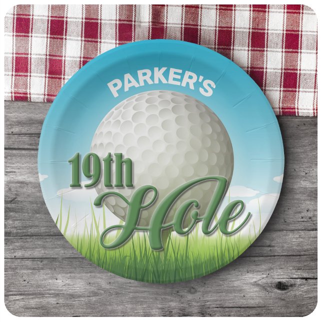 Assiettes En Carton PERSONALIZED NAME Golfer Golf Pro Ball 19th Hole (Créateur téléchargé)