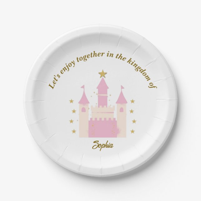 Assiettes En Carton "Personalized Princess and Castle Plates | Magical (Devant)