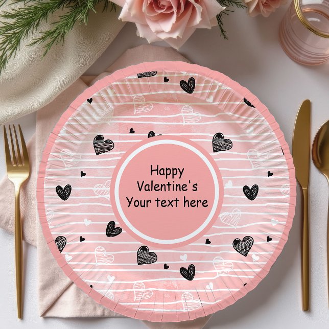 Assiettes En Carton Personalized Sketch Hearts Valentine Tablescape   (Personalized Sketch Hearts Valentine Tablescape Set

)