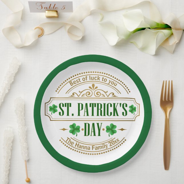 Assiettes En Carton Personalized St. Patrick's Day I Luck of the Irish (Mariage)