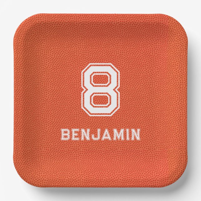 Assiettes En Carton Personalized textured Basketball  (Recto)