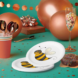Assiettes En Carton Personnage d'abeille vrombissant et amusant