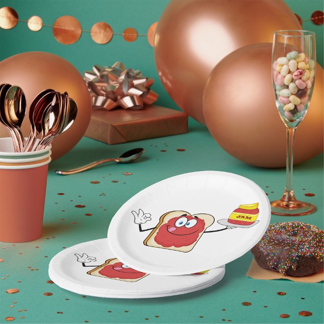 Assiettes En Carton Personnage de dessin animé toast à la confiture de (Créateur téléchargé)
