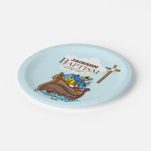Assiettes En Carton Personnalisable, Baby Boy Baptism Arche de Noah