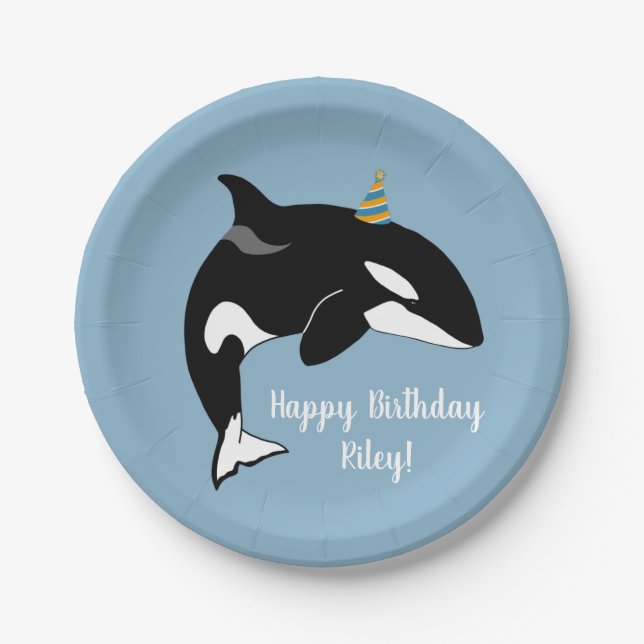 Assiettes En Carton Personnalisable Orca Killer Whale Anniversaire  (Devant)