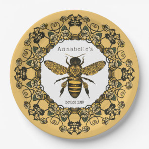 Assiettes En Carton Personnalisation de l'Étiquette Victorian Bee Hone