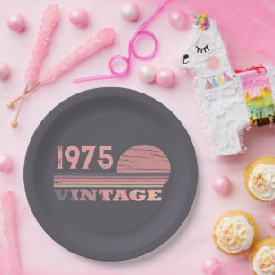 Assiettes En Carton Personnalisé cinquante vintage fête du 50e anniver
