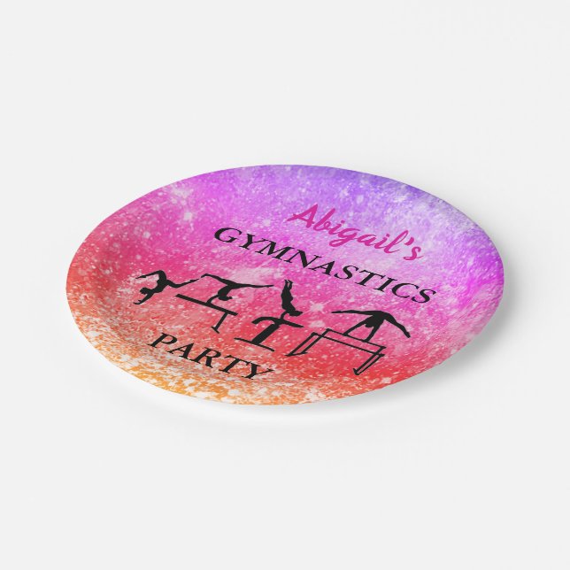Assiettes En Carton Personnalisé Filles Gymnastique Anniversaire Arc-e (Angle)