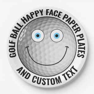 Assiettes En Carton Personnalisé Golf Thème Fête BLUE EYES Happy Face