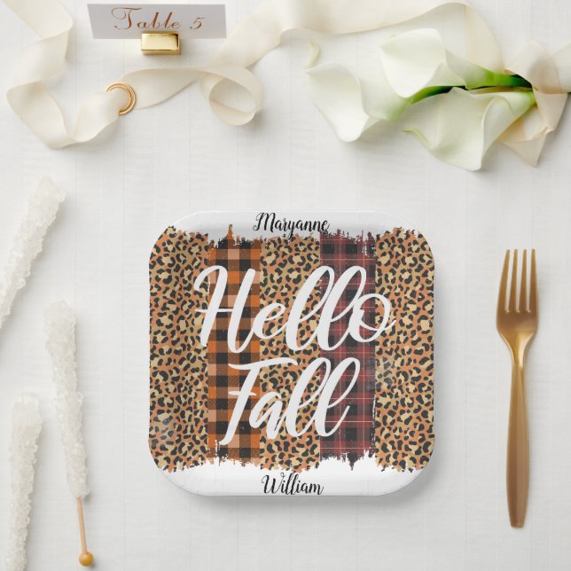 Assiettes En Carton Personnalisé Hello Fall (Mariage)