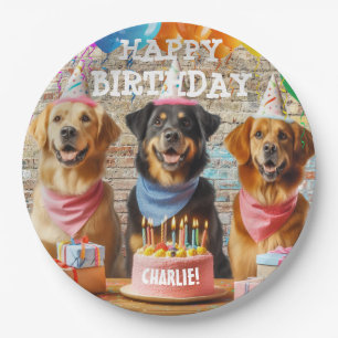 Assiettes En Carton Personnalisé Joyeux Anniversaire Chien Papier Tabl