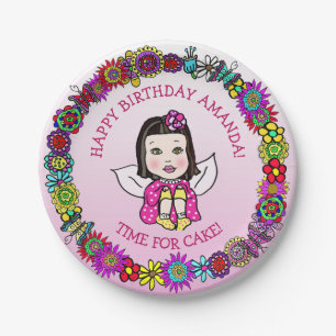 Assiettes En Carton Personnalisé Joyeux Anniversaire licorne et fée