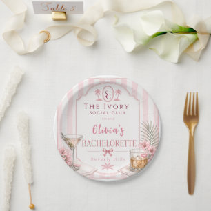 Assiettes En Carton Personnalisé Luxe Rose Enterrement de Vie de Jeune