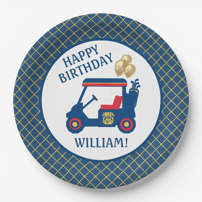 Assiettes En Carton Personnalisé Marine bleu rouge jaune (Devant)