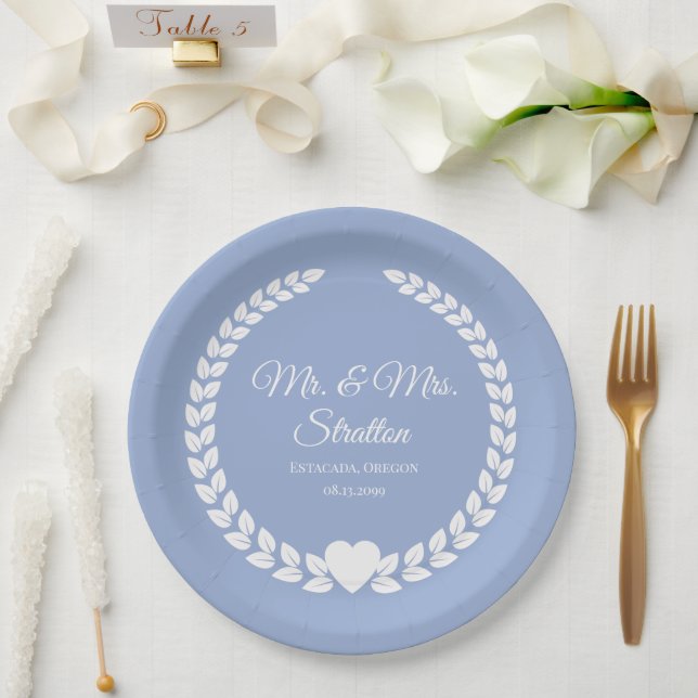 Assiettes En Carton Personnalisé Mr & Mrs Bride et Groom Newlyted (Mariage)