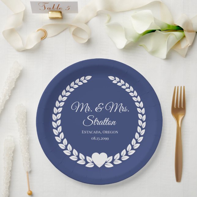 Assiettes En Carton Personnalisé Mr & Mrs Bride et Groom Newlyted (Mariage)
