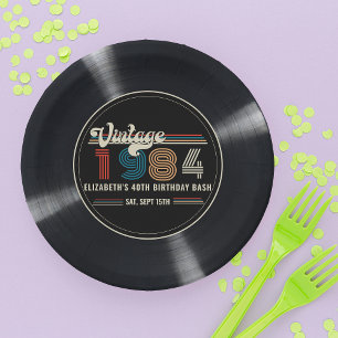 Assiettes En Carton Personnalisé N'Importe Quel Âge Vintage Photo Pers