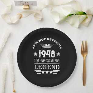Assiettes En Carton Personnalisé noir blanc vintage 75e anniversaire