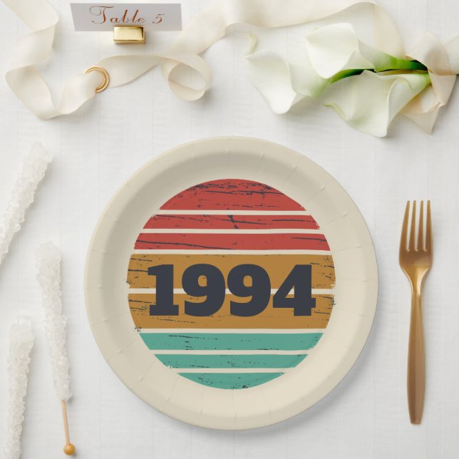 Assiettes En Carton Personnalisé Trente vintage 30e anniversaire (Mariage)