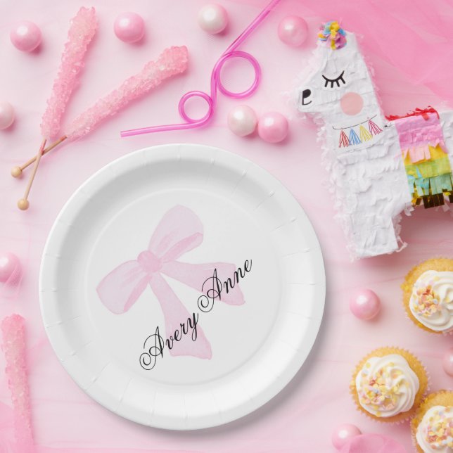 Assiettes En Carton Personnaliser baby shower rose arc (Fête)