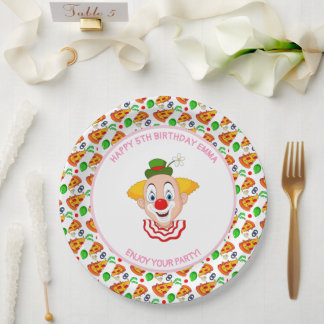 Assiettes En Carton Personnaliser Clown Pizza fête d'anniversaire Peti