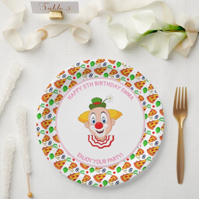 Assiettes En Carton Personnaliser Clown Pizza fête d'anniversaire Peti (Mariage)