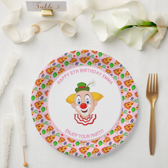Assiettes En Carton Personnaliser Clown Pizza fête d'anniversaire Peti (Mariage)
