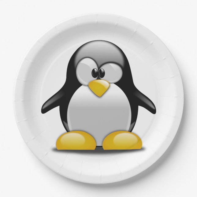Assiettes En Carton Personnaliser Cute Penguin Party Plaque pour enfan (Devant)