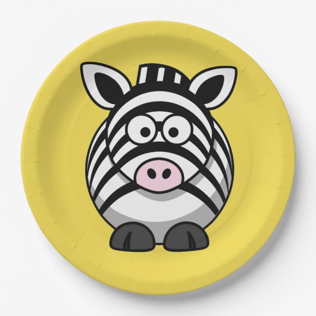Assiettes En Carton Personnaliser Cute Zebra Party Plaque pour enfants (Devant)