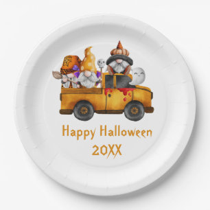 Assiettes En Carton Personnaliser Halloween Gnomes Orange Truck