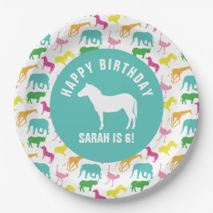 Assiettes En Carton Personnaliser l'anniversaire de Preppy Zebra Safar