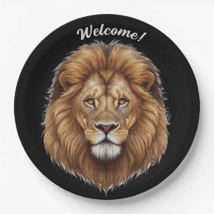 Assiettes En Carton Personnaliser le nom Wild Homme Lion frapper