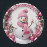 Assiettes En Carton Personnaliser : Pink Christmas Snowman<br><div class="desc">Personnaliser : Pink Christmas Snowman</div>
