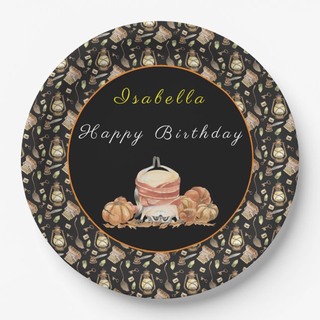 Assiettes En Carton Personnaliser raccoon amusant Texte et couleur (Devant)