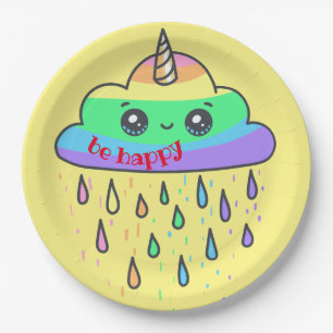 Assiettes En Carton Personnaliser Rainbow Cloud Unicorn