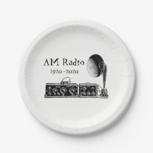 Assiettes En Carton Personnaliser récepteur radio AM Vintage