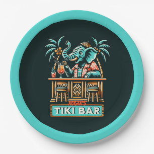 Assiettes En Carton Personnaliser Retro Elephant Tiki Bar