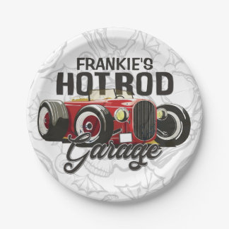 Assiettes En Carton Personnaliser votre nom Garage Hot Rod Voiture per