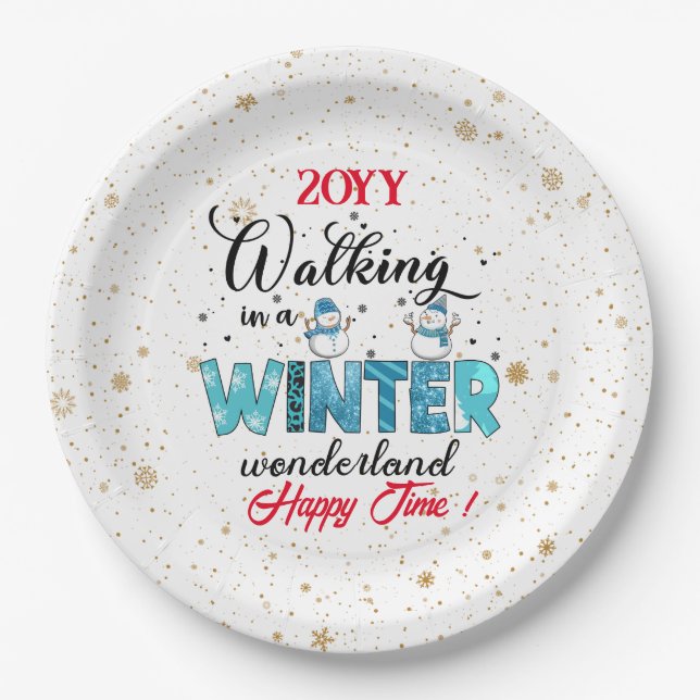 Assiettes En Carton Personnaliser Winter Wonderland (Devant)