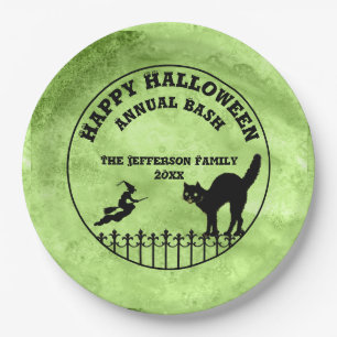 Assiettes En Carton Personnalisez : Chat heureux de Halloween,