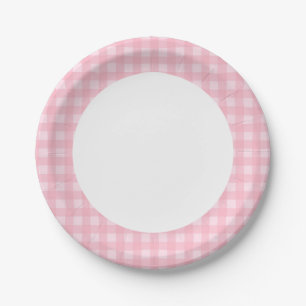 Assiettes En Carton Personnalisez le motif de guingan de rose de