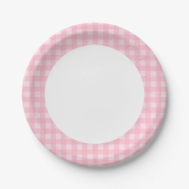 Assiettes En Carton Personnalisez le motif de guingan de rose de (Devant)
