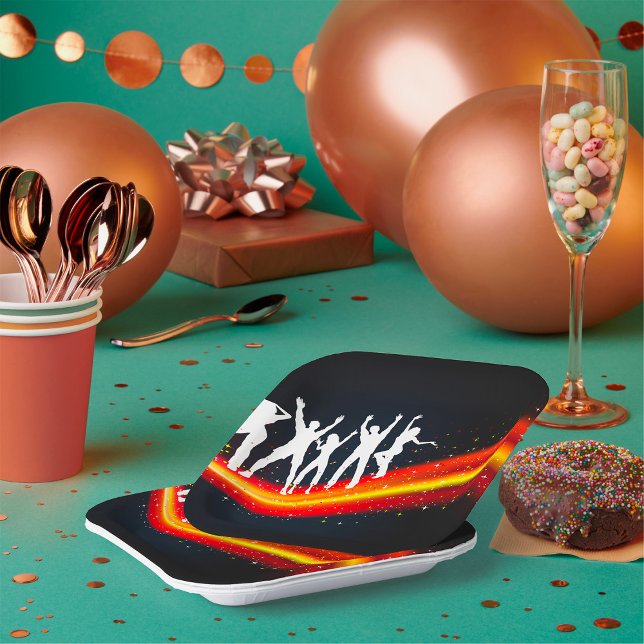 Assiettes En Carton Personnes Dansant Silhouettes Plaques de papier (Créateur téléchargé)