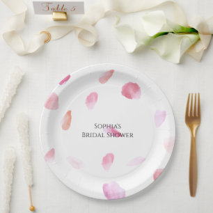 Assiettes En Carton Pétales de rose rose pêche romantiques pour une do