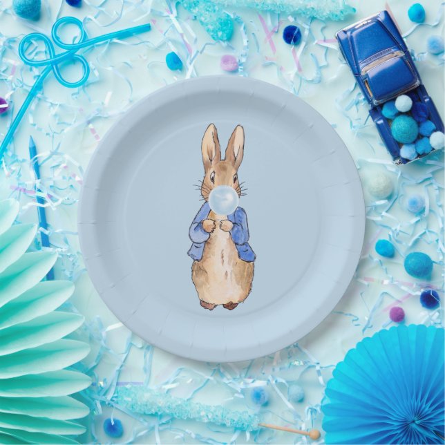 Assiettes En Carton Peter le lapin bleu bulle gomme (Fête)